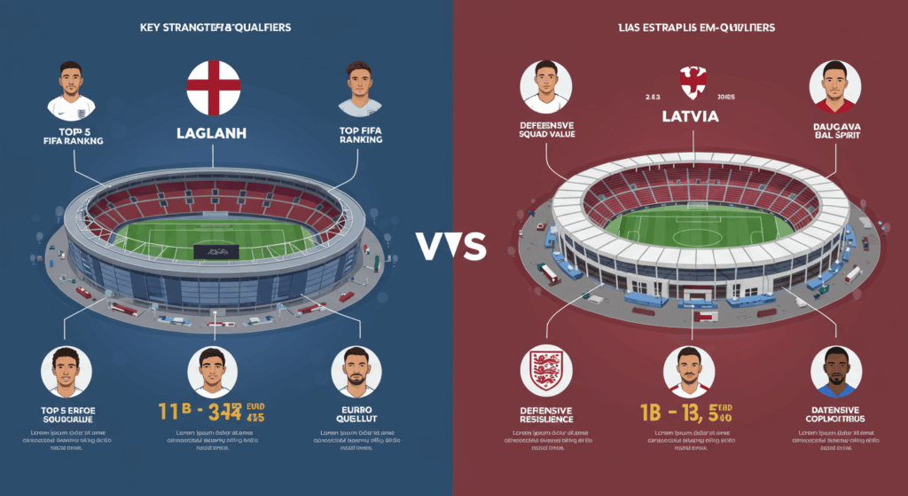Đồ họa thông tin so sánh Latvia với các đội bóng khác trong Vòng loại Euro 2025.