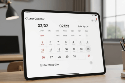 Giao diện kỹ thuật số hiện đại để tra cứu thông tin lịch âm hôm nay.