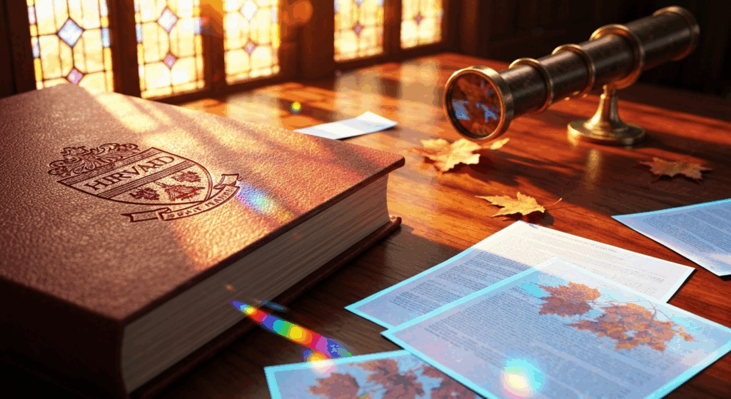 Những cuốn sách cổ trong thư viện, biểu tượng tri thức của Đại học Harvard.
